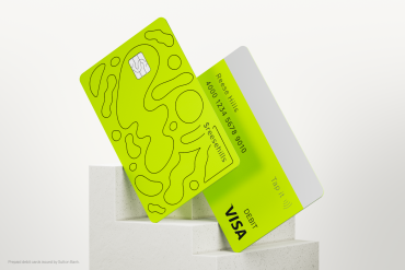 Cash App logo and Bitcoin rising over financial chart with Block branding