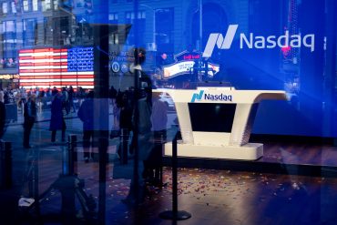 The Nasdaq MarketSite in New York, US, on Wednesday, April 9, 2025. Five days after President Donald Trump's America-versus-the-world trade war threw stock and bond markets around the world into disarray, he backpedaled and, in the process, pulled the financial system back from the brink.