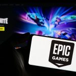 Epic Games and Samsung logos split by lightning, symbolizing legal dispute over app store dominance and mobile distribution control