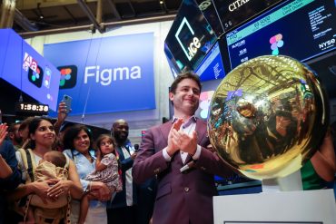 Figma IPO debut chart showing stock tripling on opening day to $68B value