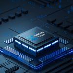Samsung and Apple logos with semiconductor wafer overlay, symbolizing new U.S. chip supply deal and shifting global trade dynamics