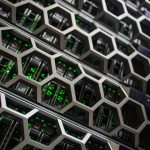 Rows of AI servers with liquid-cooled GPU trays in a new data center.