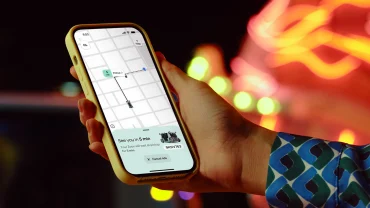 Zoox app screenshot — Free ride booking feature for Las Vegas robotaxi service.