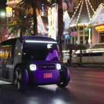 Zoox robotaxi on Las Vegas Strip — Amazon launches Zoox driverless fleet in Nevada.