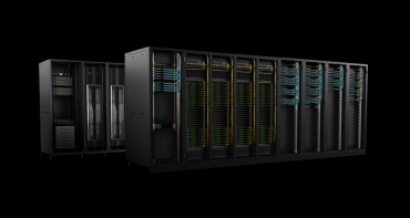 Rows of liquid-cooled AI servers in a next-generation data center