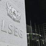 London Stock Exchange headquarters in the City of London, representing blockchain innovation in finance.