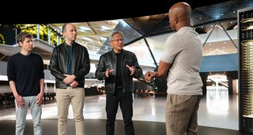 Image credits: NVIDIA / OpenAI President Greg Brockman (L), NVIDIA Founder and CEO Jensen Huang (C), and OpenAI