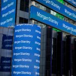 Monitors display signage outside of Morgan Stanley global headquarters in New York, U.S