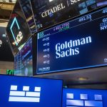 Goldman Sachs Group Inc. signage on the floor at the New York Stock Exchange
