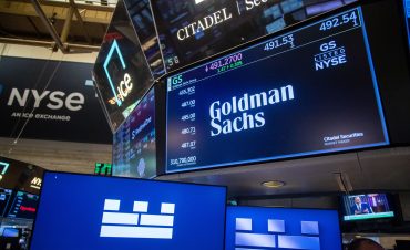 Goldman Sachs Group Inc. signage on the floor at the New York Stock Exchange
