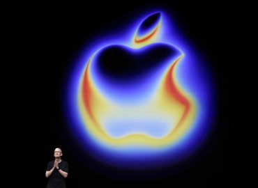 Apple CEO Tim Cook speaks during the keynote address at an Apple special event in Cupertino, California