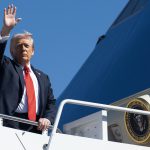 US President Donald Trump boards Air Force One prior to departure from Joint Base Andrews in Maryland, October 5, 2025