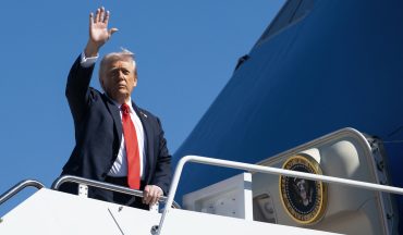 US President Donald Trump boards Air Force One prior to departure from Joint Base Andrews in Maryland, October 5, 2025