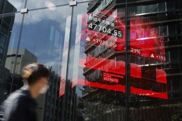 Nikkei 225 Stock Average inside the Kabuto One building in Tokyo, Japan