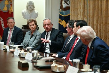 US Secretary of Health and Human Services Robert F. Kennedy Jr. (3L) speaks during a cabinet meeting hosted by US President Donald Trump (R) in the Cabinet Room of the White House in Washington, DC, on October 9