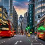 City of London skyline with financial district towers, representing Britain’s £775 billion crypto market reopening under FCA oversight.