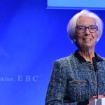 Christine Lagarde speaking at the Frankfurt European Banking Congress during a panel on Europe fiscal expansion, digital infrastructure, and competitiveness.