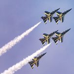 The United Arab Emirates' Al Fursan aerobatic display team performs in the sky at the Dubai Airshow 2025, aviation and defense deals