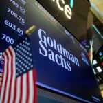 Goldman Sachs Group Inc. signage on the New York Stock Exchange as the bank reports Q4 earnings and exits consumer lending