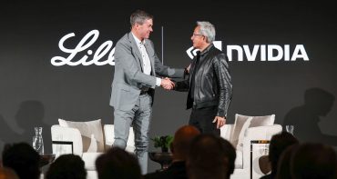 Jensen Huang NVIDIA CEO and David Ricks Eli Lilly CEO as Lilly AI strategy expands through Nvidia partnership and AI drug discovery