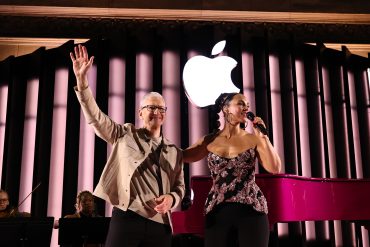 Apple 50 years celebration at Apple Grand Central with Alicia Keys as platform strategy, services revenue growth, and ecosystem scale drive long-term growth