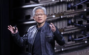 NVIDIA CEO Jensen Huang during NVIDIA’s fiscal Q1 2027 earnings period as Blackwell systems, AI factories, accelerated computing, and data-centre revenue drive record growth.