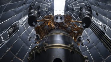 Firefly Aerospace Blue Ghost lunar lander encapsulated inside a SpaceX rocket as the company strengthens its position in commercial lunar missions, orbital infrastructure, and the broader space economy ahead of its IPO.