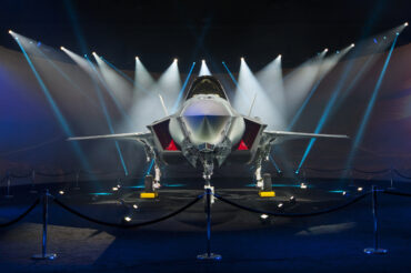 F-35 fighter aircraft at Lockheed Martin Aeronautics in Fort Worth representing Lockheed Martin, military aviation, defense aerospace and second-quarter earnings.