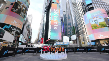 NASDAQ MarketSite in Times Square during the SK Hynix IPO before SK Hynix Q2 earnings and HBM4 AI memory growth