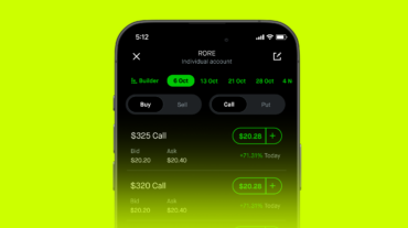 Robinhood mobile app interface representing Robinhood Q3 earnings, event contracts, stock and crypto trading, Gold services and the company’s expanding financial platform