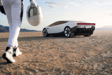 Tesla Roadster exterior representing its SpaceX-derived cold-gas thrusters, extreme acceleration and unconventional performance technology